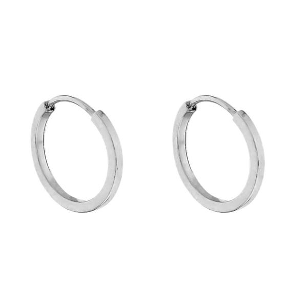 Imagem de Brinco prata formato argola redondo masculino feminino 10mm 1 par uninissex inoxidavel aço argola