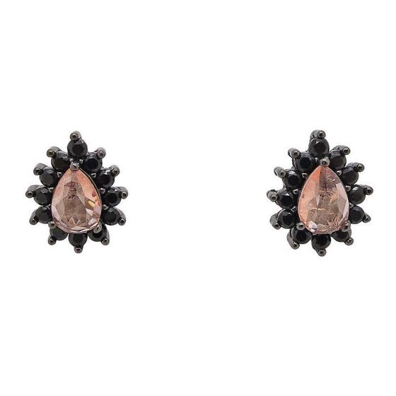 Imagem de Brinco prata ródio negro gota morganita 6x8mm