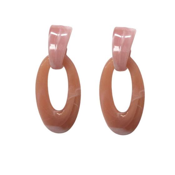 Imagem de Brinco Resina Pêndulo Rosa Armém Rr Bijoux