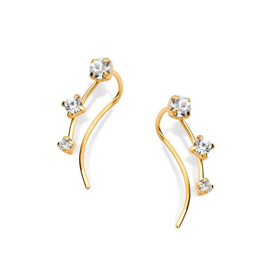 Imagem de Brinco Rommanel Folheado Ouro 18k EarCuf 3 Zirconias 522731