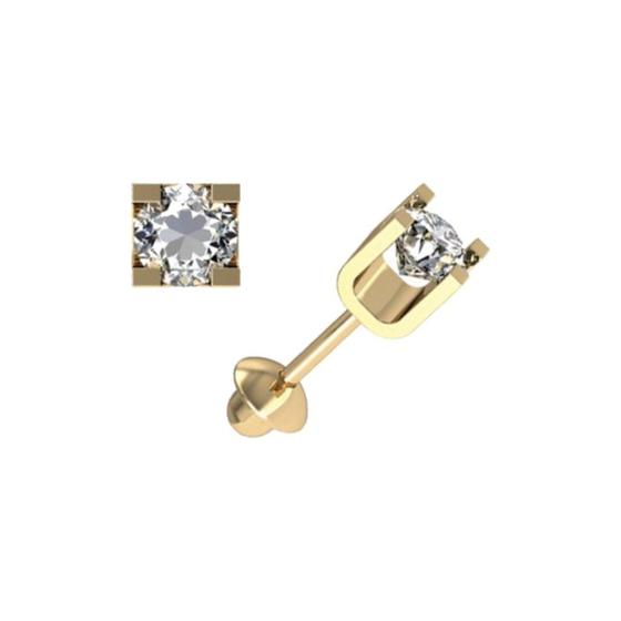 Imagem de Brinco segundo furo bebê quadrado pedra branca zirconia ouro amarelo 18k fs04amarelo