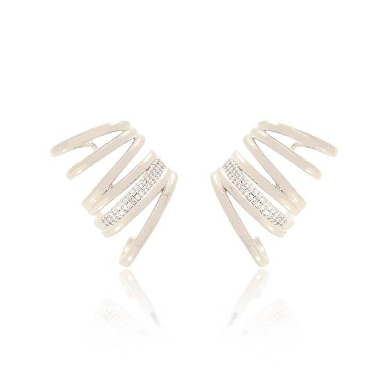 Imagem de Brinco Semijoia Ear Cuff Metal Rodio