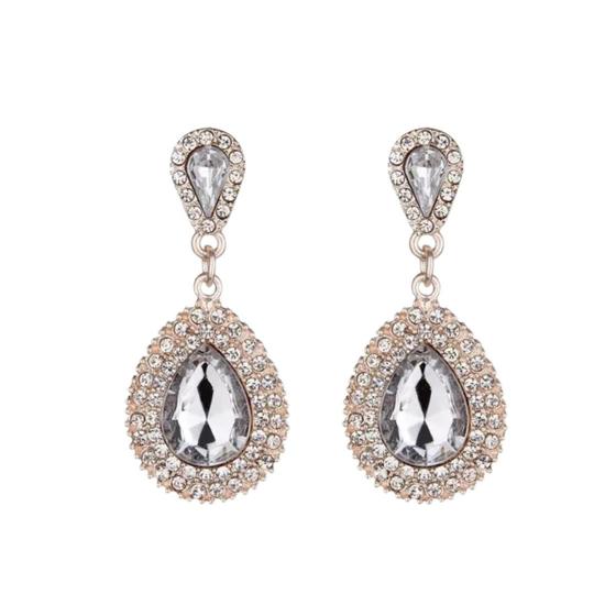 Imagem de Brinco Strass Dourado Com Verde Madrinha Festa Luxo B19