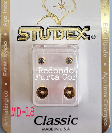 Imagem de Brinco studex classic 4mm bezel furtacor medio dourado