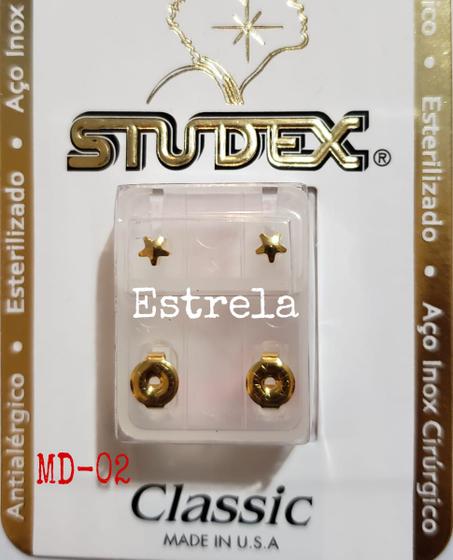 Imagem de Brinco studex classic 4mm estrela medio dourado