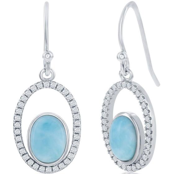 Imagem de Brinco Tesouros do Caribe D-7874 - Larimar Oval com Zircônias