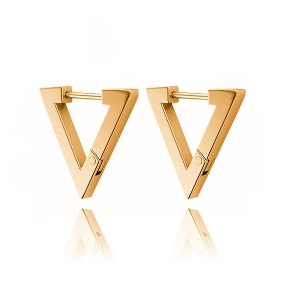 Imagem de brinco Triangular triângulo em aço inox argola estilo click masculino feminino alto qualidade