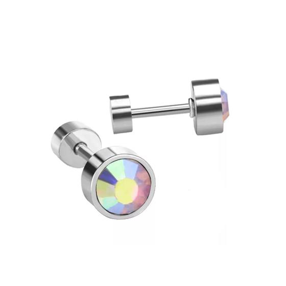 Imagem de Brincos Argolas de Aço Cirúrgico com Zircônia 5mm