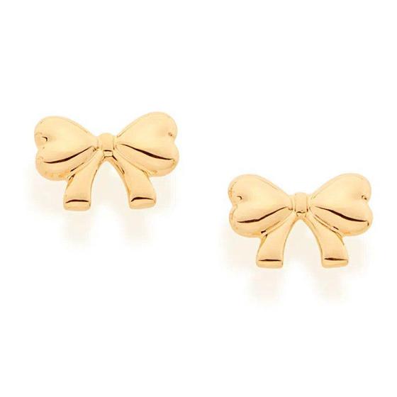 Imagem de Brincos banhado ouro 3x 24k 18k e 22k  feminino infantil rommanel pequenos laço 526474