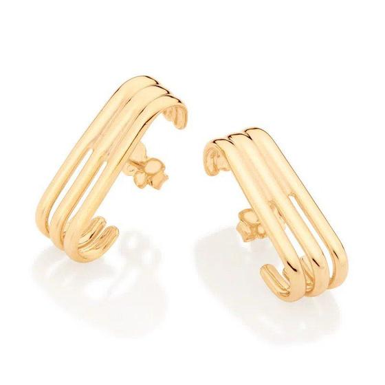 Imagem de Brincos  banhado ouro 3x 24k 18k e 22k  femininos ear cuff e hook rommanel triplo 527055