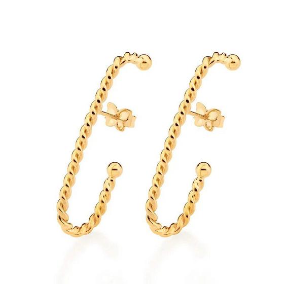Imagem de Brincos banhado ouro 3x 24k 18k e 22k  femininos ear hook rommanel aro torcido 526794