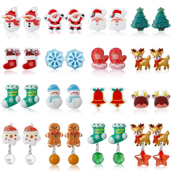 Imagem de Brincos com Clipe DEVIENG - Kit com 16 Pares para Meninas - Presente de Natal