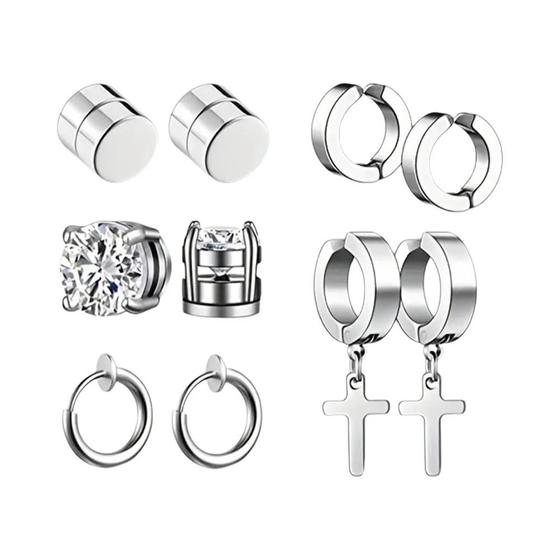Imagem de Brincos de Argola com Clip - Aço Inoxidável - 5 Pares - Sem Perfuração