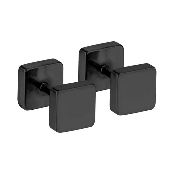 Imagem de Brincos de Argola Punk Gótico em Aço Inoxidável Preto - Luxusteel