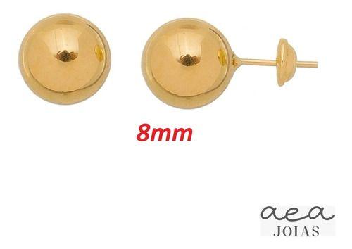 Imagem de Brincos De Bola 8mm Ouro 18k - 750 Grande Adulto