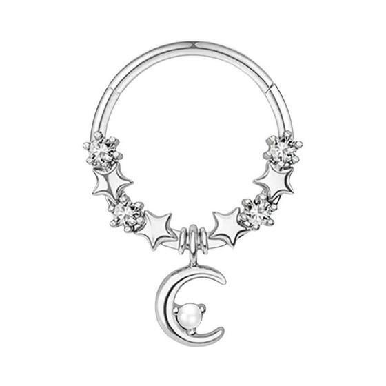 Imagem de Brincos De Piercing De Aço Inoxidável Com Cristal, Argola De Septo, Clicker, Nariz, Tragus,