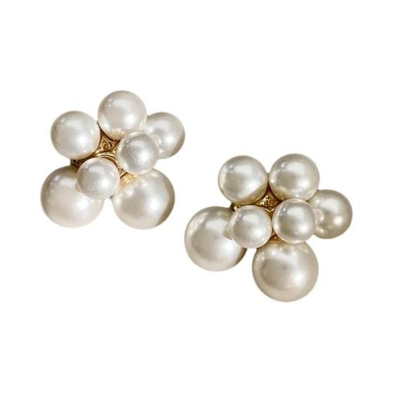 Imagem de Brincos Femininos De Pérola Simulada Com Flor, Estilo Francês, Joias De Luxo Leve.