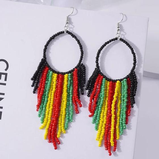 Imagem de Brincos Longos Boêmios Com Contas Estilo Étnico Joias De Declaração De Moda Para Mulheres
