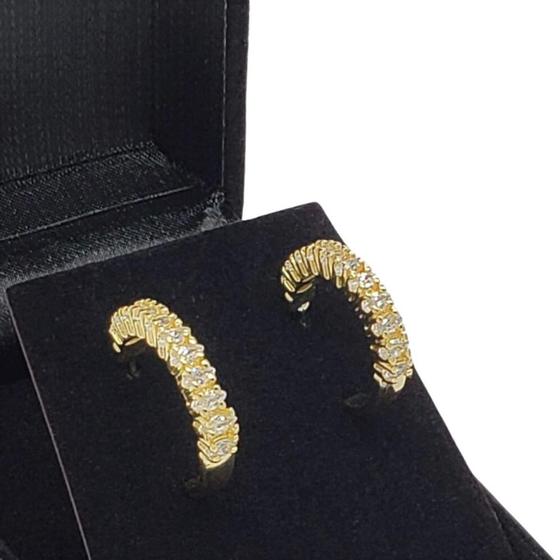 Imagem de Brincos Meia Argola Cravação Zirconias Banho Ouro 18k 2241