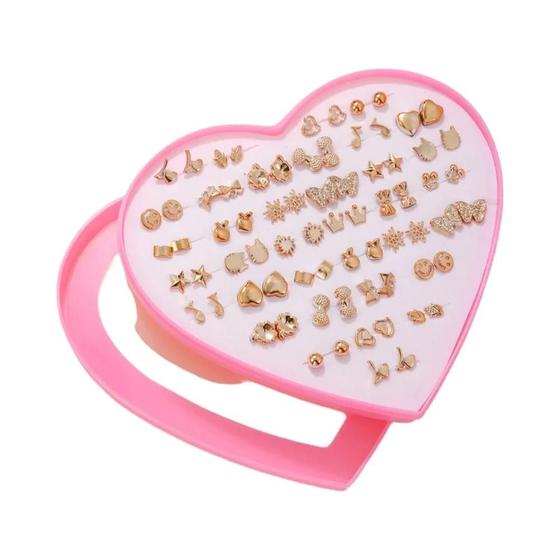 Imagem de Brincos Miniatura para Meninas - 36 Pares com Design de Floco de Neve, Gato e Borboleta