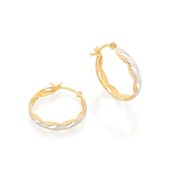 Imagem de Brincos rommanel banhado ouro 18k feminino argola ondulada ródio branco 520387