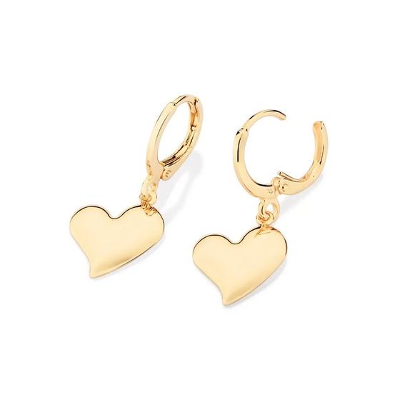 Imagem de Brincos rommanel feminino banhado ouro 18k argola coração 527404