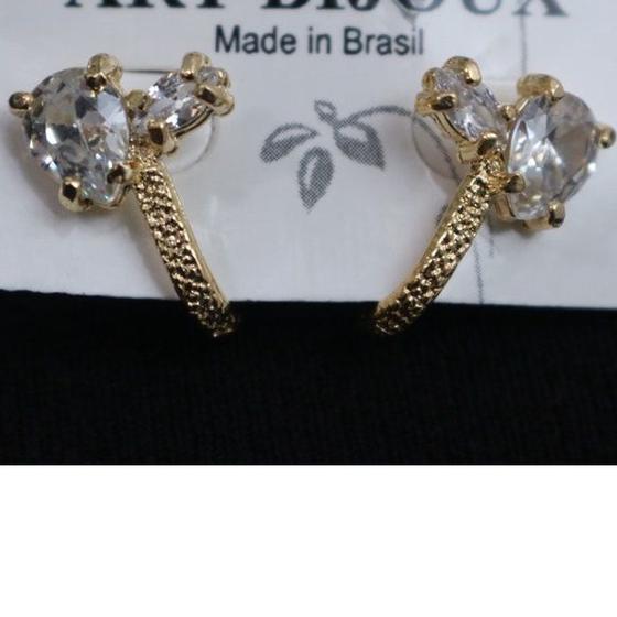 Imagem de Brincos  semijoia cravejada com pedra de ZIRCONIA  banhado a ouro 18k