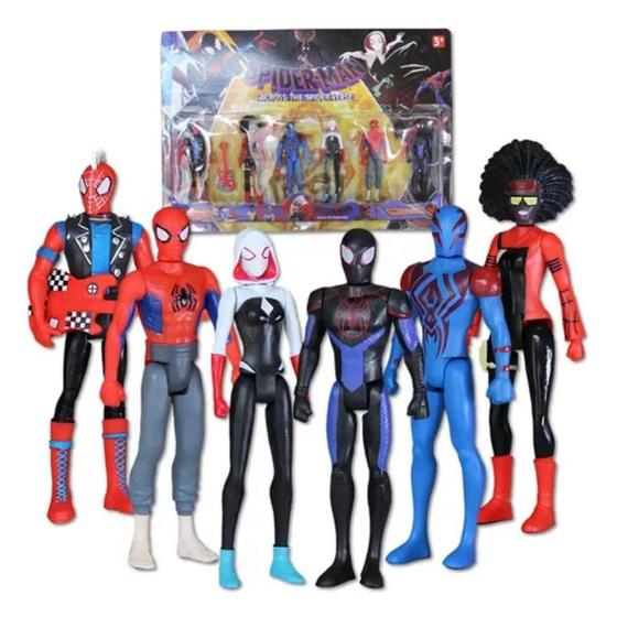 Imagem de Brinquedo 6 Bonecos Homem Aranha Miles Morales Punk Marvel Vingadores Across The Spider-Verse