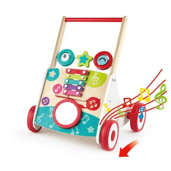 Imagem de Brinquedo Andador Infantil Musical em Madeira com Som - Meu Primeiro Andador - Hape Xalingo 67487