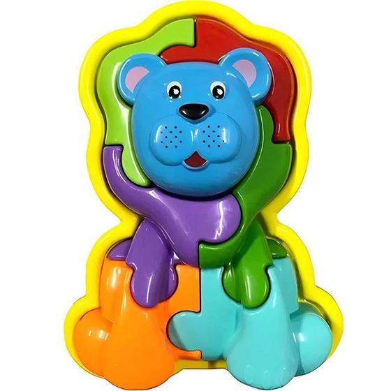 Imagem de Brinquedo Animal Puzzle Leão 3D Calesita Tateti 612 Amarelo