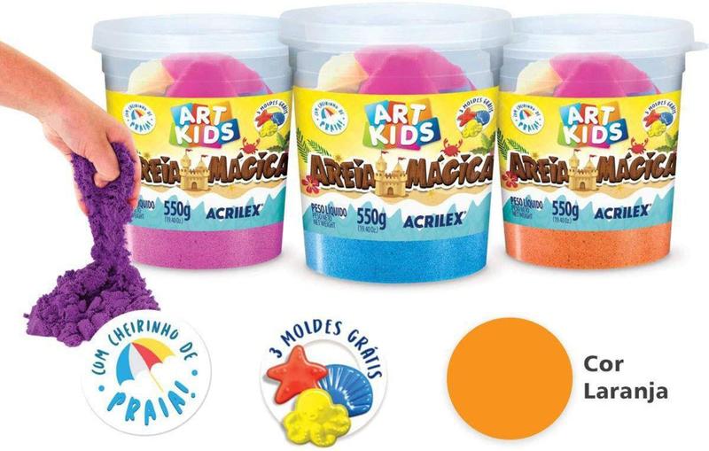 Imagem de Brinquedo Areia Mágica 550g Cor Laranja Art Kids - Acrilex