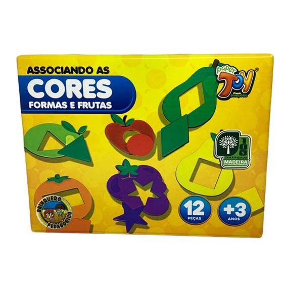 Imagem de Brinquedo Associando As Cores Formas E Frutas 12 Peças Em MDF + 3 Anos Paper Toy