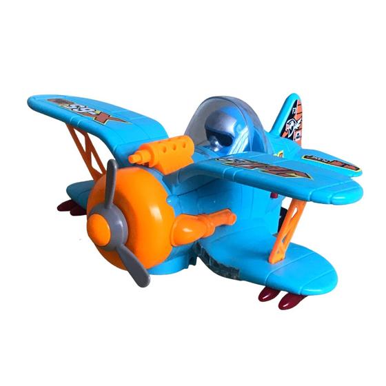 Imagem de Brinquedo Avião X65 Azul Laranja Top Air Com Luz E Som 049301 - Toyng