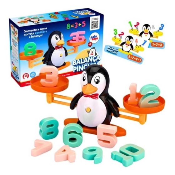 Imagem de Brinquedo Balança Pinguim Jogo De Matemática Equilíbrio Aprendizagem