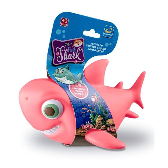 Imagem de Brinquedo Banho Tubarão Rosa Family Shark +3 Meses Cometa