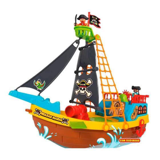 Imagem de Brinquedo Barco Pirata Com Rodinhas Maral 23 Peças