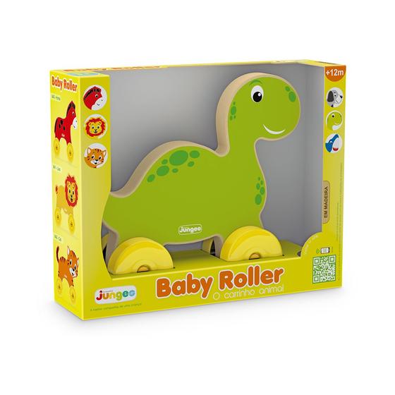 Imagem de Brinquedo Bebê Carrinho em Madeira MDF, Dinossauro, Baby Roller, Junges