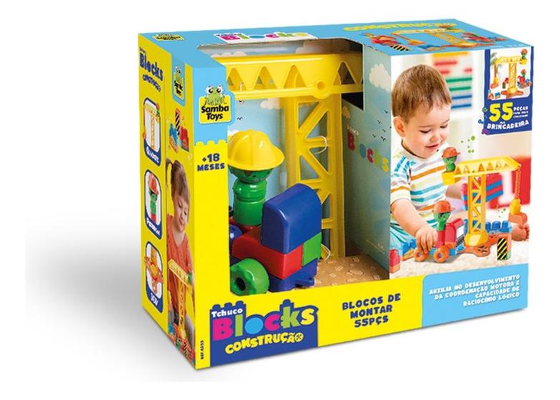 Imagem de Brinquedo Bebê Tchuco Blocks Construção C/ 55pcs Didático 