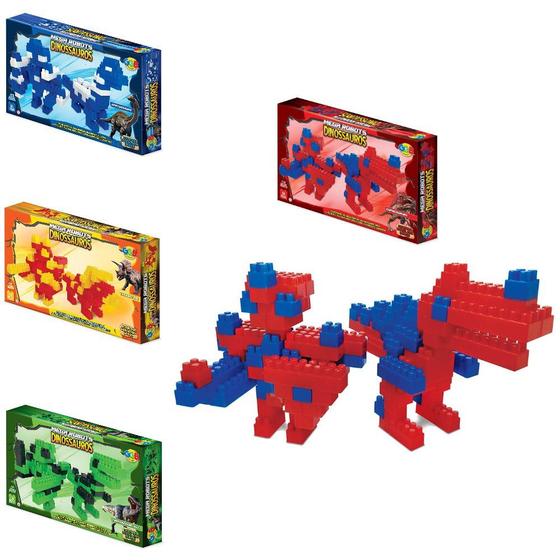 Imagem de Brinquedo Bloco de Montar Infantil Mega Robo Dinossauro 64pc