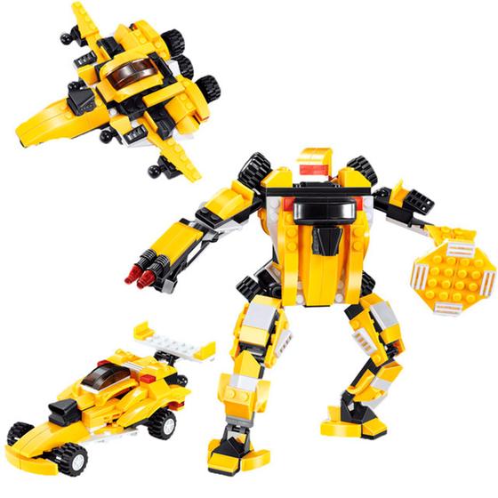 Imagem de Brinquedo Blocos De Montar 3 Em 1 Robô Carrinho Aeronave Animais Brinquedo Transformer