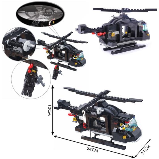 Imagem de Brinquedo Blocos De Montar Helicóptero Policia Tática Br1197 Multikids