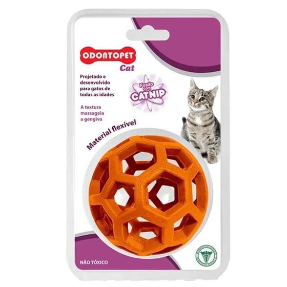 Imagem de Brinquedo Bola Fusão Com Catnip Para Gatos - Odontopet Cat - Laranja