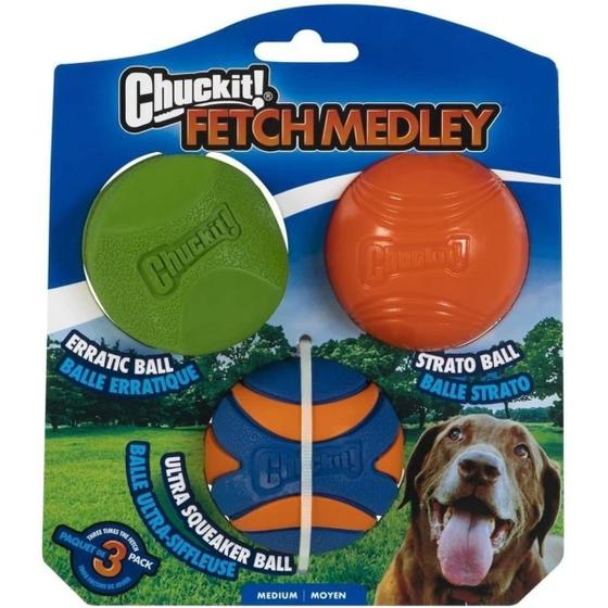 Imagem de Brinquedo bola para cães Chuckit! Fetch Medley Dog Ball Raças médias com 3 Chuckit! bolas