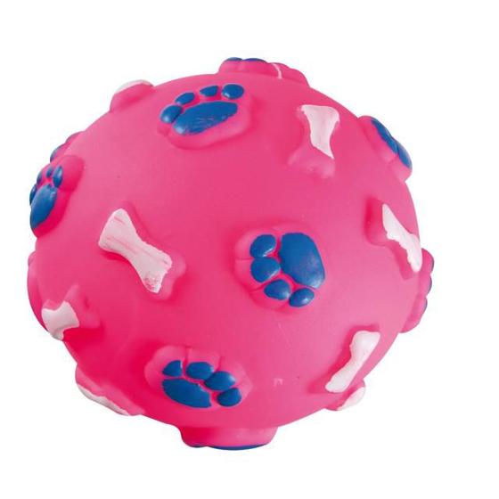 Imagem de Brinquedo bola patinhas vinil rosa 7,5cm para cães