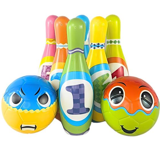 Imagem de Brinquedo Boliche Educativo Infantill 6 Pinos 2 Bolas Macio Divertido Castela