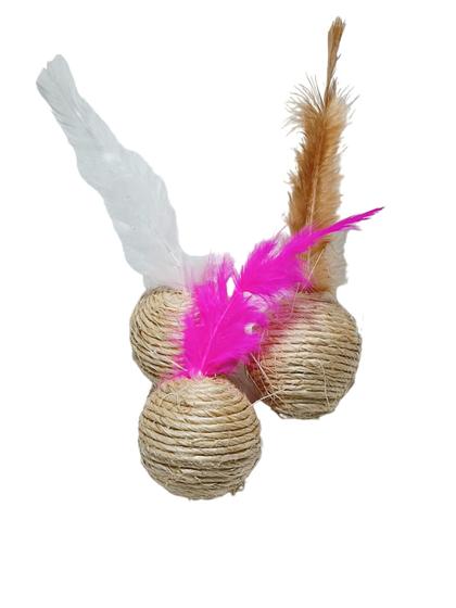Brinquedo Bolinha Sisal C/Penas PQ, Média e Grande - Pets Store Imagem de Brinquedo Bolinha Sisal C/Penas PQ, Média e Grande