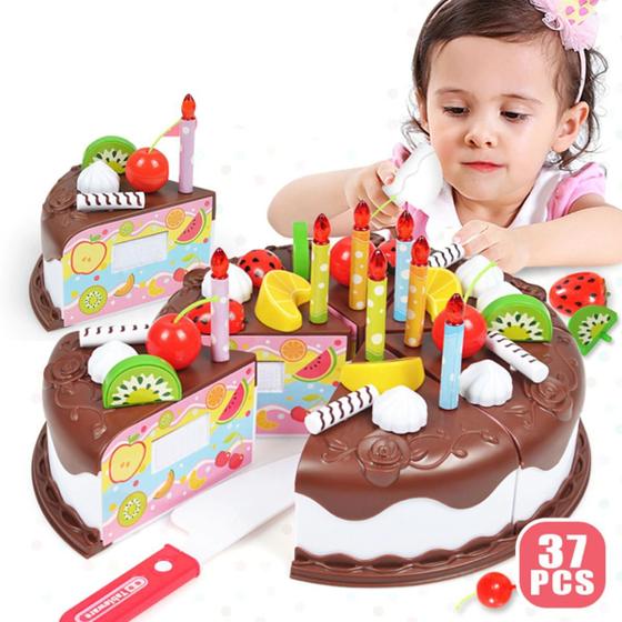 Imagem de Brinquedo Bolo De Aniversário Kit Festinha Crec Crec 37 Pçs Infantil