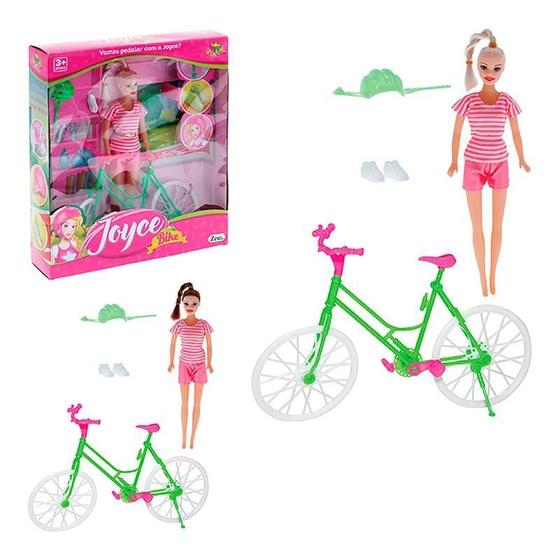 Imagem de Brinquedo Boneca Joyce Na Bike Com Acessórios Aventura