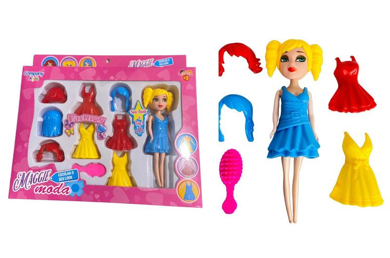 Imagem de Brinquedo Boneca Maggie escolha seu look c/ 6 Peças