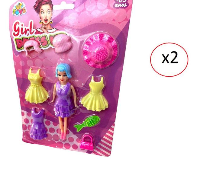 Imagem de Brinquedo Boneca Troca de Roupa c/ acessórios- Kit 2un